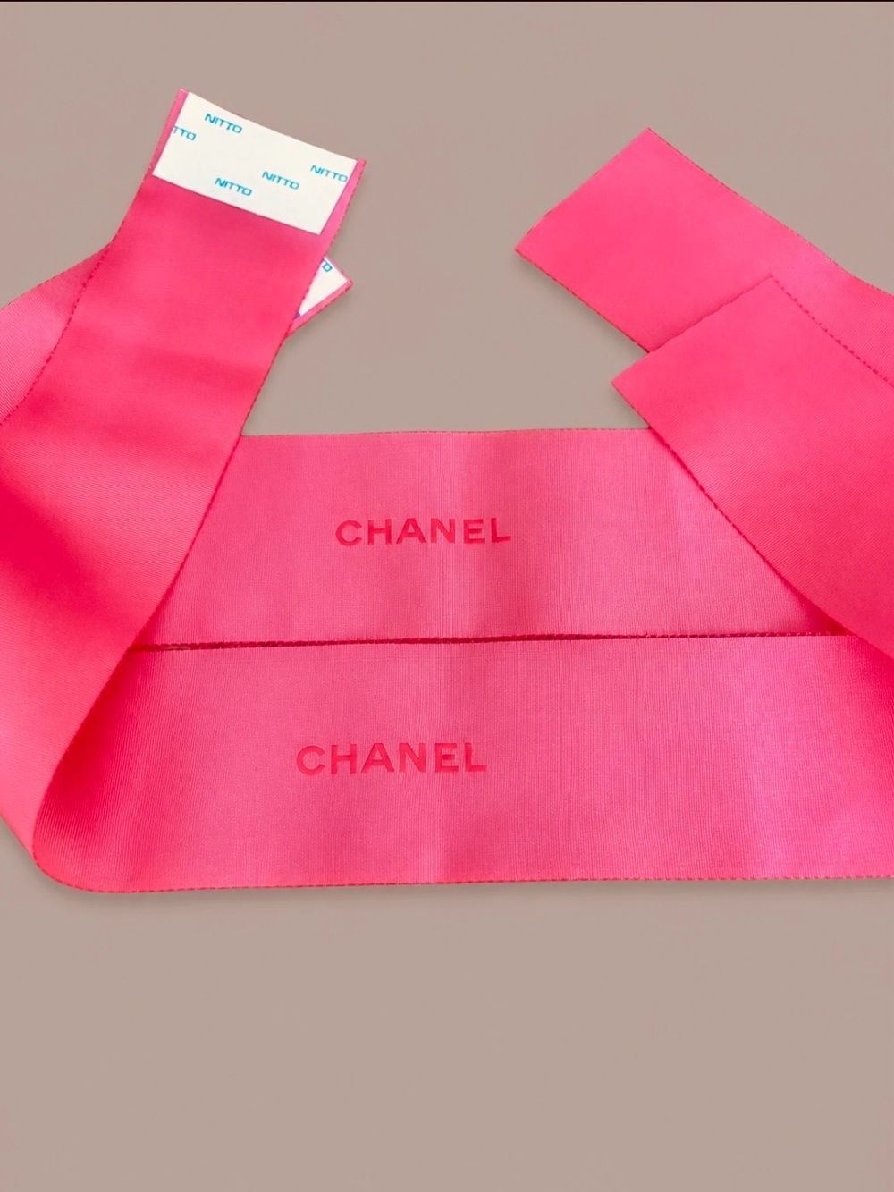 Set of 2 CHANEL Pink Belly Bands / Ribbon Packaging Wraps